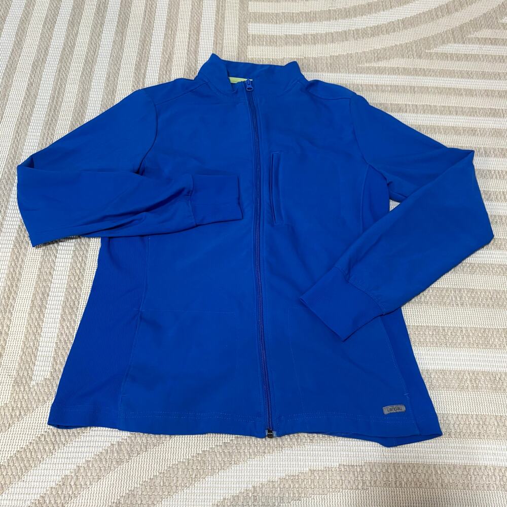 Landau Forward Blue Scrub Full Zip Jacket Women's Small Uniform Lightweight